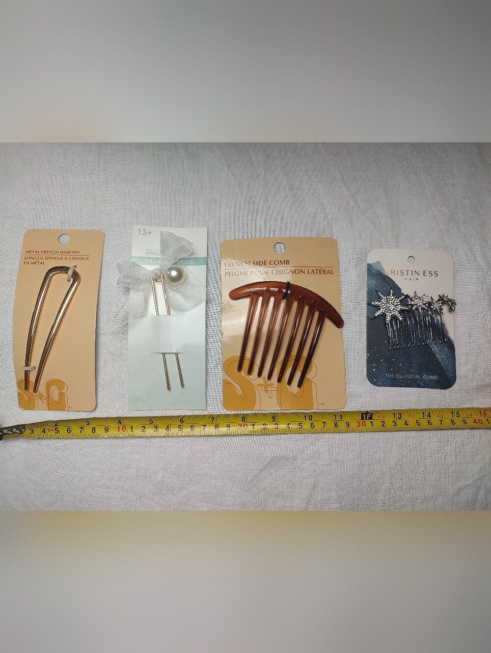 Assorted Hair Pins & Combs Set - Gold & Brown Pearl Star Metal
